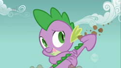 Size: 1280x720 | Tagged: safe, derpibooru import, screencap, spike, dragon, a dog and pony show, male, solo