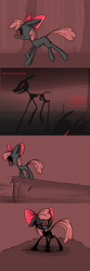 Size: 1280x3840 | Tagged: dead source, safe, artist:voids-edge, derpibooru import, apple bloom, skeleton pony, undead, zombie, bad end, bone, corrupted, protected apple bloom, red background, red eyes, simple background, skeleton, story of the blanks, transformation