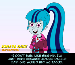 Size: 665x575 | Tagged: safe, artist:hellarmy, sonata dusk, equestria girls, dialogue, solo, sonataco, toddlers and tiaras