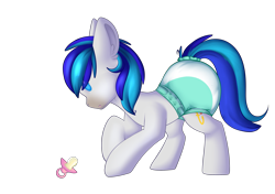 Size: 2893x2039 | Tagged: safe, artist:xcinnamon-twistx, oc, oc only, oc:hooklined, earth pony, pony, baby, diaper, diaper fetish, fetish, pacifier, simple background, solo, transparent background