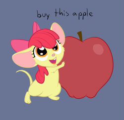 Size: 559x544 | Tagged: safe, artist:furseiseki, apple bloom, mouse, adorabloom, apple, buy some apples, cute, mousified, solo, species swap