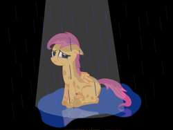 Size: 4320x3240 | Tagged: safe, artist:shadowhooves89, derpibooru import, scootaloo, abandoned, crying, mud, older, rain, sad, scootalone