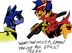 Size: 395x293 | Tagged: safe, artist:superintendantvince, derpibooru import, kamina, ponified, tengen toppa gurren lagann