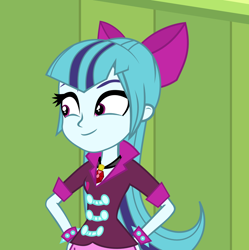 Size: 1792x1799 | Tagged: safe, edit, edited screencap, screencap, sonata dusk, equestria girls, rainbow rocks, alternate hairstyle, bow, bowtie, cute, meme, smiling, solo, sonata's alternate hairstyle, sonatabetes