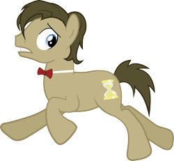 Size: 2367x2191 | Tagged: safe, artist:marker, derpibooru import, doctor whooves, pony, bowtie, eleventh doctor, high res, running, side view, simple background, solo, transparent background, vector