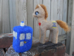 Size: 1500x1125 | Tagged: safe, derpibooru import, doctor whooves, felt, needle felted, tardis