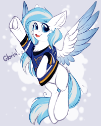 Size: 2000x2500 | Tagged: safe, artist:alphadesu, oc, oc:contrail skies, pony, champions, clothes, female, gloria, hockey, ice hockey, jersey, laura branigan, mare, nhl, sports, st. louis blues, stanley cup, trans mare