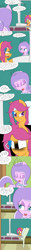 Size: 800x6400 | Tagged: safe, artist:jake heritagu, diamond tiara, scootaloo, pony, comic:ask motherly scootaloo, bandage, cast, comic, hairpin, hospital, motherly scootaloo, older