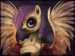 Size: 1600x1200 | Tagged: safe, artist:imalou, derpibooru import, scootaloo, pegasus, pony, female, filly, simple background, solo