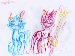 Size: 500x371 | Tagged: safe, artist:crayonponies, derpibooru import, aranea serket, homestuck, meenah peixes, ponified