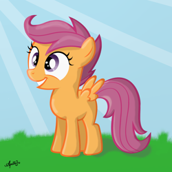 Size: 2000x2000 | Tagged: safe, artist:apollobroda, derpibooru import, scootaloo, pegasus, pony, female, filly, simple background, solo