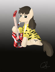 Size: 786x1017 | Tagged: safe, artist:flutteryay56, derpibooru import, classic rock ponies, eddie van halen, guitar, ponified, van halen