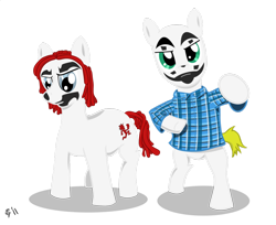 Size: 900x735 | Tagged: safe, artist:xtralife, earth pony, pony, bipedal, clothes, duo, insane clown posse, juggalo, plaid shirt, ponified, shaggy 2 dope, shirt, violent j