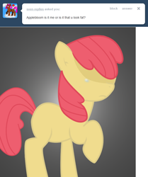 Size: 650x779 | Tagged: safe, derpibooru import, apple bloom, earth pony, pony, female, pregnant apple bloom, sad, solo, tumblr