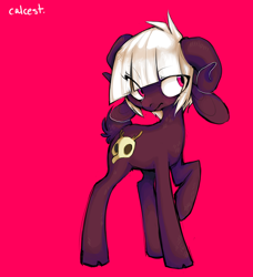 Size: 800x879 | Tagged: safe, artist:cthulhugenocidist, artist:dogrot, derpibooru import, oc, oc only, goat, red background, simple background, skull, solo