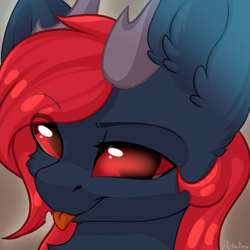 Size: 2048x2048 | Tagged: source needed, useless source url, safe, artist:alphadesu, oc, oc:king phoenix embers, changeling, :p, avatar, cheeky, red changeling, royal, royal changeling, tongue out, ych result