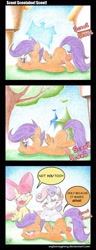 Size: 1122x2909 | Tagged: safe, artist:mylooneypony, derpibooru import, apple bloom, scootaloo, sweetie belle, comic, cutie mark crusaders, scootie belle