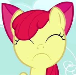 Size: 389x386 | Tagged: safe, derpibooru import, edit, edited screencap, screencap, apple bloom, a friend in deed, inverted mouth, inverted smile