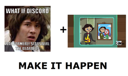 Size: 1337x796 | Tagged: safe, derpibooru import, discord, star swirl the bearded, adventure time, conspiracy keanu, discord is star swirl, exploitable meme, ice king, make it happen, meme, simon petrikov