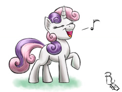 Size: 1024x768 | Tagged: safe, artist:ravenousdrake, sweetie belle, pony, unicorn, female, filly, singing, solo, white coat