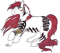 Size: 1045x925 | Tagged: safe, artist:nights-eclipse, derpibooru import, abarai renji, bleach (manga), ponified, solo, tattoo, traditional art