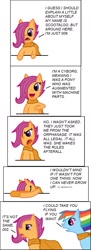 Size: 728x1994 | Tagged: safe, scootaloo, pegasus, cyborg 009, female, filly, orange coat, purple mane, solo, tumblr