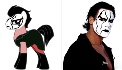 Size: 800x462 | Tagged: safe, artist:kuren247, derpibooru import, human, comparison, impact wrestling, irl, photo, ponified, sting (wrestler), tna