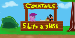 Size: 1366x686 | Tagged: safe, artist:fineartobserver, derpibooru import, berry punch, berryshine, alcohol, filly, lemonade, young