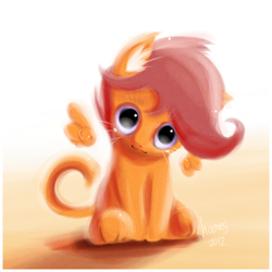 Size: 600x600 | Tagged: safe, artist:derpiihooves, scootaloo, cute, kitten, species swap