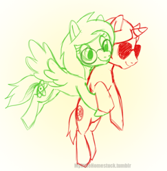 Size: 500x515 | Tagged: safe, artist:mylittlehomestuck, artist:wickedkittybitchen, derpibooru import, dave strider, glasses, homestuck, jade harley, ponified