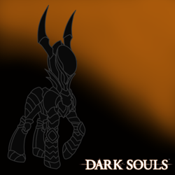 Size: 500x500 | Tagged: safe, derpibooru import, black knight, dark souls, ponified, simple background, text