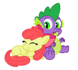 Size: 800x727 | Tagged: safe, artist:aleximusprime, apple bloom, spike, dragon, female, male, shipping, simple background, spikebloom, straight, transparent background