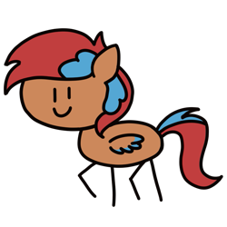 Size: 777x777 | Tagged: safe, artist:redquoz, oc, oc:allegra mazarine, pony, female, mare, nutshell stick ponies, pegasus oc, simple background, smiling, solo, stick pony, transparent background, two toned mane, two toned wings, wings