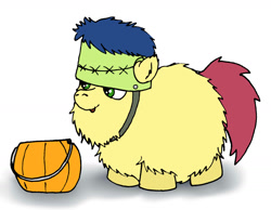 Size: 1267x985 | Tagged: safe, artist:coalheart, derpibooru import, fluffy pony, frankenstein's monster, halloween, pumpkin bucket