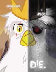 Size: 788x1015 | Tagged: safe, artist:tehjadeh, derpibooru import, oc, oc only, griffon, commission, duality, two sided posters