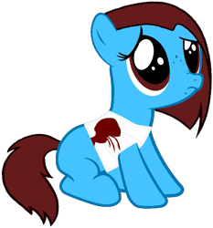 Size: 721x774 | Tagged: safe, artist:kitsamoon, derpibooru import, oc, oc only, bandage, blood, filly, sad, terra triquetra