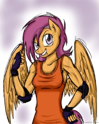 Size: 1200x1500 | Tagged: safe, artist:hasana-chan, derpibooru import, scootaloo, anthro, older, piercing