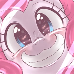 Size: 1536x1536 | Tagged: safe, artist:kurogewapony, pinkie pie, earth pony, pony, blushing, bust, cute, diapinkes, female, grin, looking at you, mare, portrait, smiling, solo