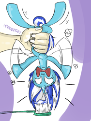 Size: 600x800 | Tagged: safe, artist:keentao, minuette, human, unicorn, female, horn, mare, solo, toothbrush