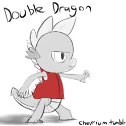 Size: 1280x1280 | Tagged: safe, artist:chevrium, derpibooru import, spike, dragon, 30 minute art challenge, crossover, double dragon