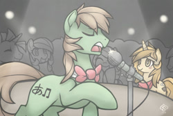 Size: 1024x685 | Tagged: safe, artist:soulspade, derpibooru import, oc, oc only, bowtie, singing