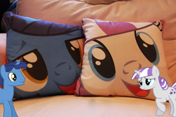 Size: 933x622 | Tagged: safe, night light, twilight velvet, hi anon, male, photo, pillow, stallion