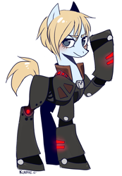 Size: 621x900 | Tagged: safe, artist:kunaike, derpibooru import, armor, calhoun, hero's duty, ponified, solo, wreck-it ralph