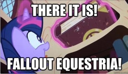 Size: 626x364 | Tagged: safe, derpibooru import, edit, edited screencap, screencap, fallout equestria, the crystal empire, spoiler:s03, image macro, low angle, solo