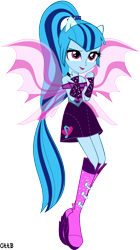 Size: 2237x4000 | Tagged: safe, artist:gtt-bunker, sonata dusk, equestria girls, rainbow rocks, fin wings, ponied up, simple background, solo, transparent background, vector