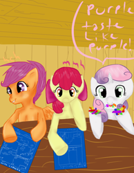 Size: 700x900 | Tagged: safe, artist:xrainbow-chocobox, apple bloom, scootaloo, sweetie belle, earth pony, pony, female, filly