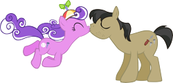 Size: 7173x3452 | Tagged: safe, artist:astringe, jack hammer, screwball, eyes closed, female, floating, kissing, male, screwhammer, shipping, simple background, straight, transparent background