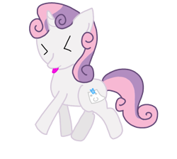 Size: 849x761 | Tagged: safe, artist:remmis-applemaster, derpibooru import, sweetie belle, pony, unicorn, eyes closed, fake cutie mark, female, simple background, solo, tongue out, transparent background