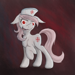 Size: 1024x1024 | Tagged: safe, artist:pexpy, nurse redheart, earth pony, pony, undead, vampire, vampony, blood, female, looking at you, mare, solo