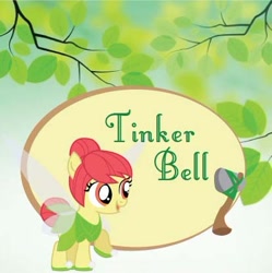 Size: 414x415 | Tagged: safe, artist:kimomo, derpibooru import, apple bloom, disney fairies, fairy, fairy wings, nightmare night, tinkerbell, wings